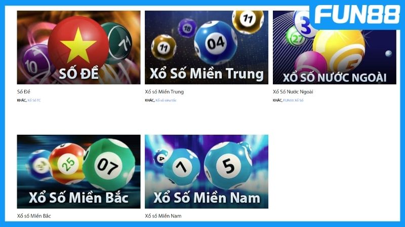 Các loại hình xổ số tại sảnh cược